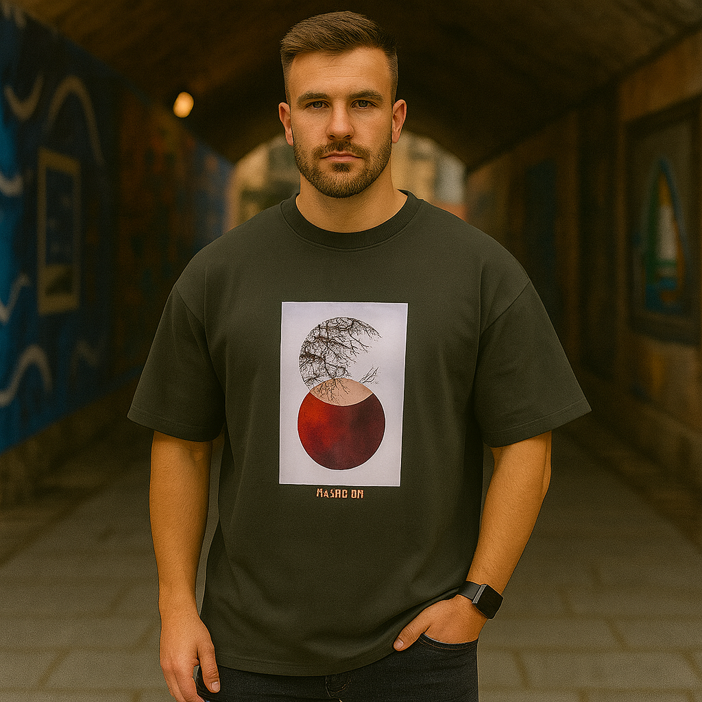 MYSTIC OX-CANVAS ART T-SHIRT OLIVE GREEN