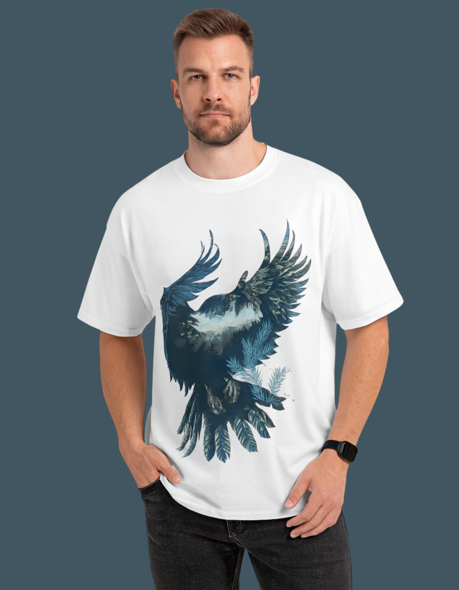 MYSTIC OX - FLYING EAGLE PRINTED OVERSIZED T-SHIRT